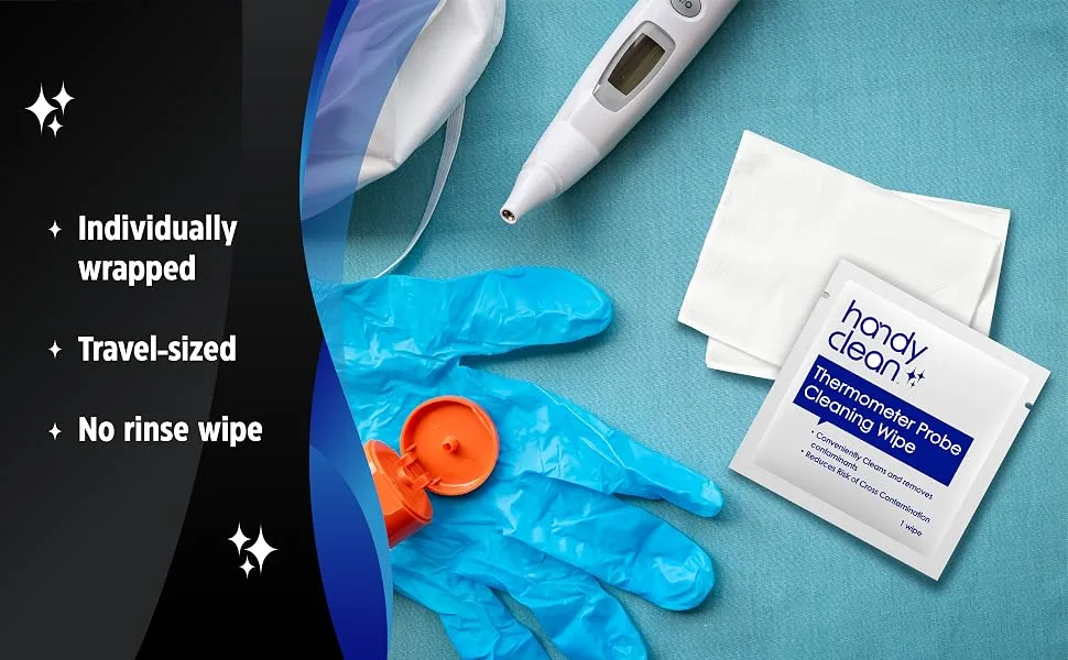 cleaning meat thermometer with isopropyl alcohol and cotton swab