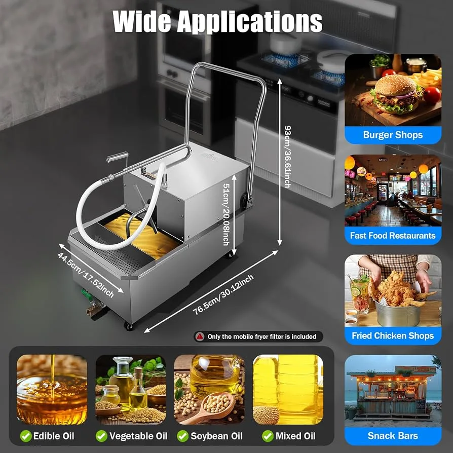 deep fryer with oil filtration system plastic container