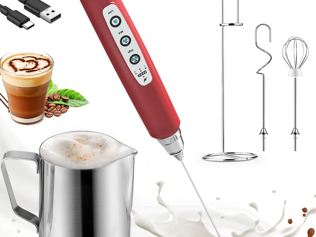 handheld battery milk frother wand frothing cold milk