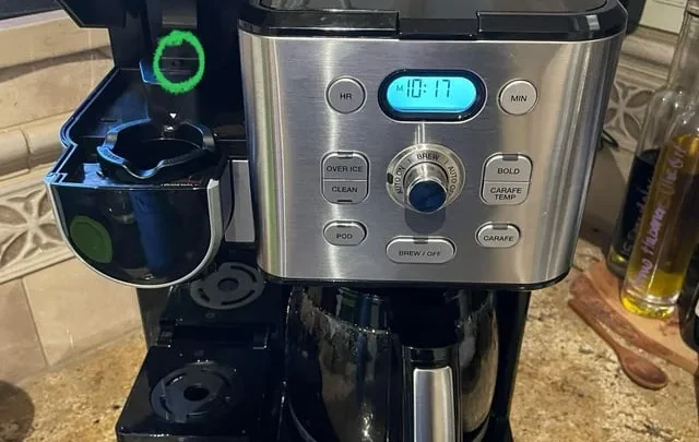 how to clean dual coffee maker for single pod and pot and remove coffee grounds clogging entrance needle nozzle