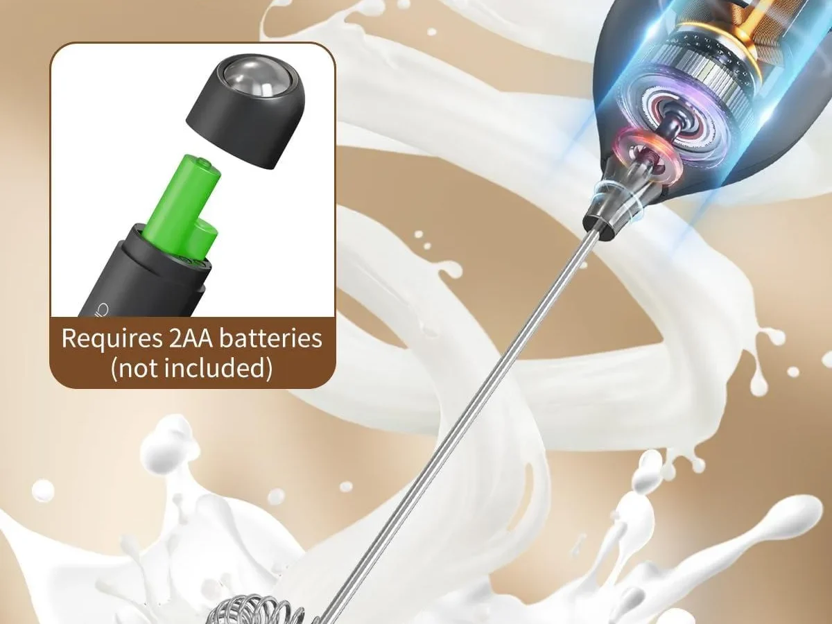 how to clean handheld battery milk frother wand and remove dried milk crust on tiny coil whisk head