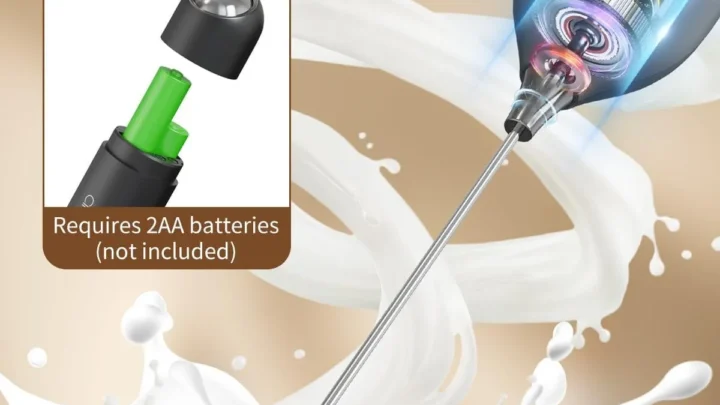 how to clean handheld battery milk frother wand and remove dried milk crust on tiny coil whisk head