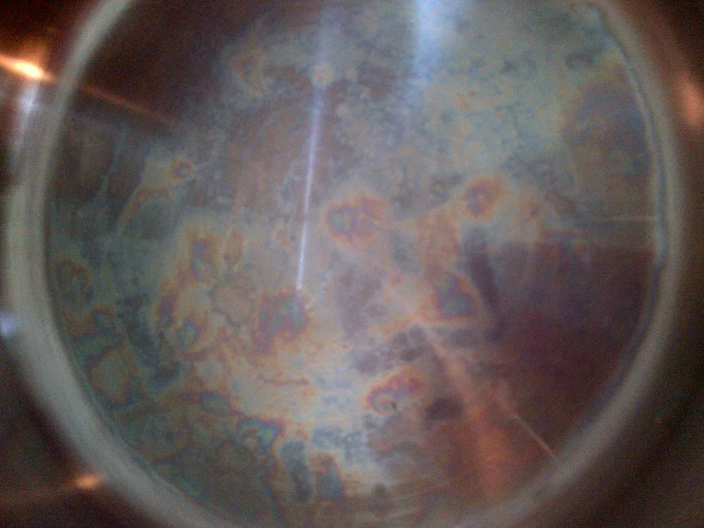 how to clean induction ceramic cookware set and remove discolored rainbow heat tint on induction steel base