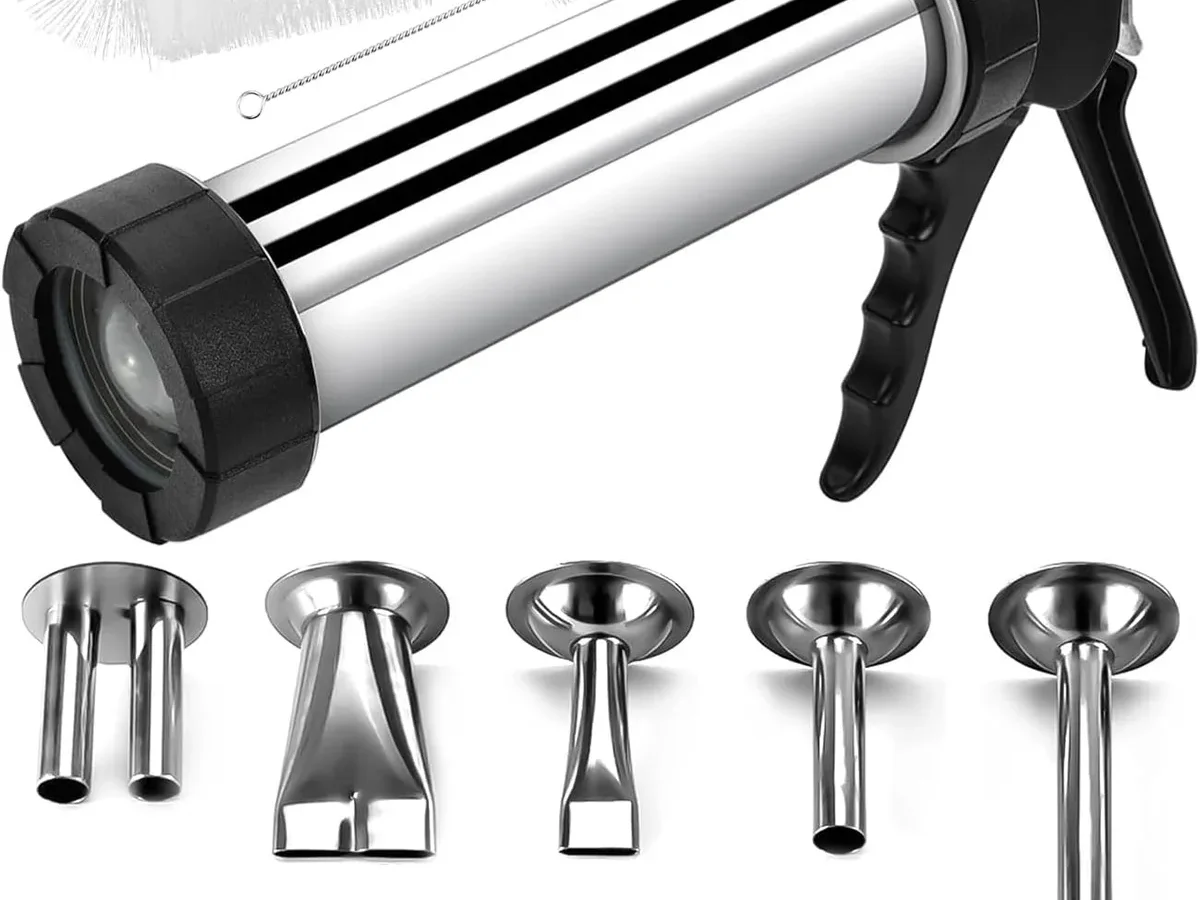 how to clean jerky gun kit with seasoning and remove greasy meat fat residue inside threaded nozzle barrel