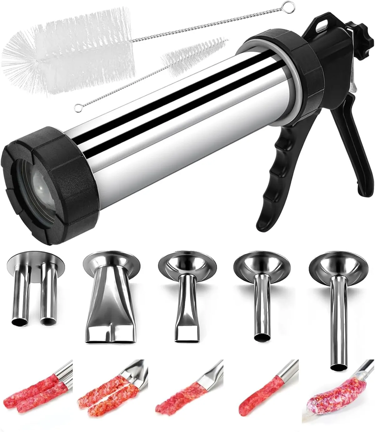 how to clean jerky gun kit with seasoning and remove greasy meat fat residue inside threaded nozzle barrel