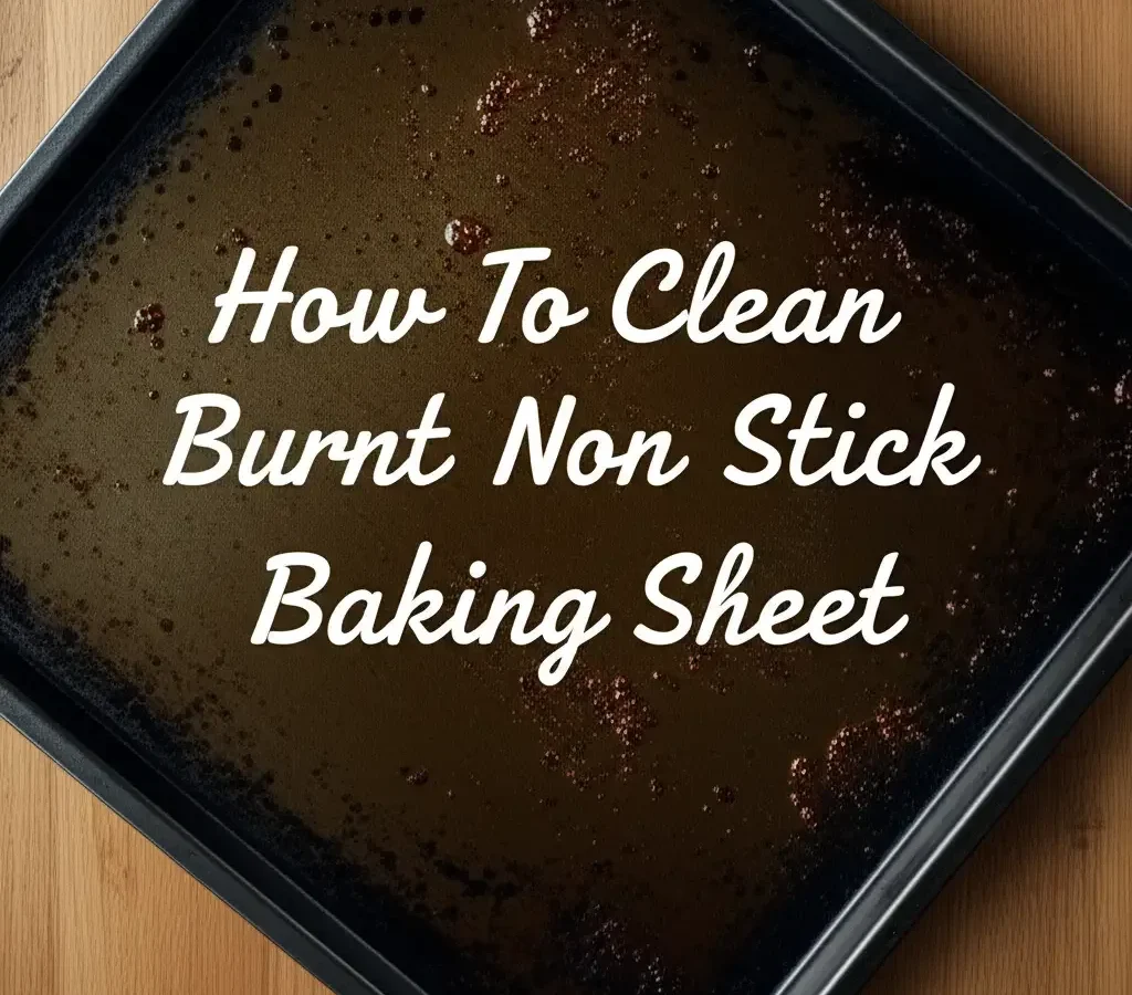 how to clean nonstick baking cookie sheet and remove burnt sugar and grease residue in corrugated grooves