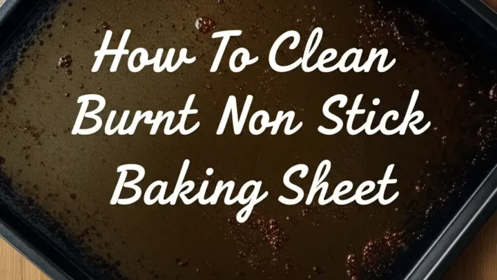 how to clean nonstick baking cookie sheet and remove burnt sugar and grease residue in corrugated grooves