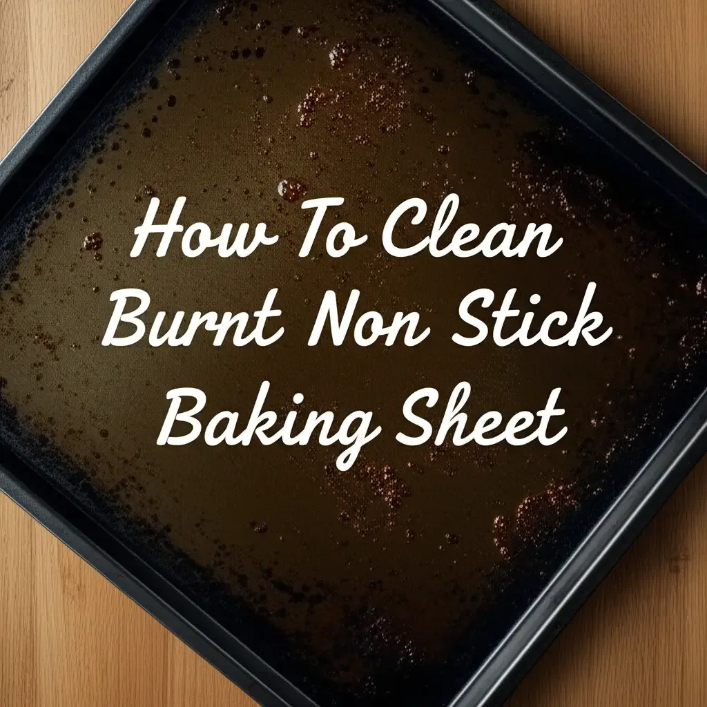 how to clean nonstick baking cookie sheet and remove burnt sugar and grease residue in corrugated grooves