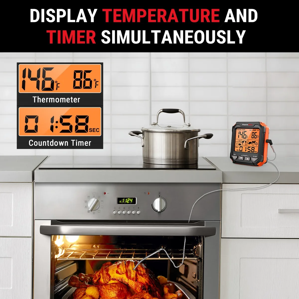 leave in oven safe meat thermometer with greasy fingerprints on buttons