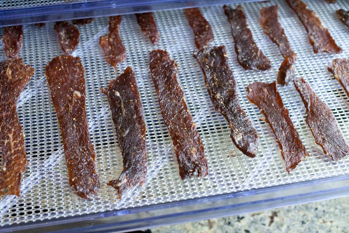 what temperature and cooking time for homemade spicy teriyaki beef jerky in digital food dehydrator stainless trays