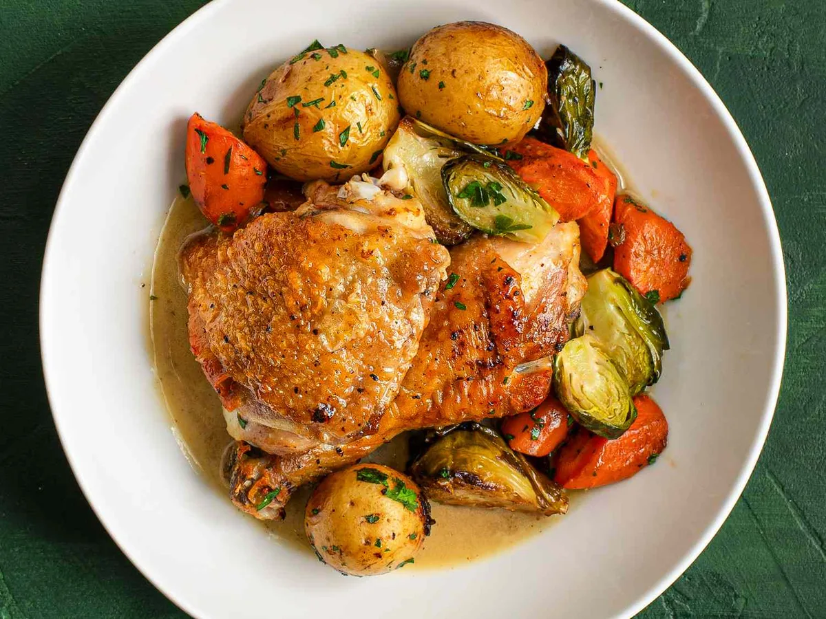 what temperature and cooking time for pan-roasted chicken breast with herb butter in budget stainless steel cookware set