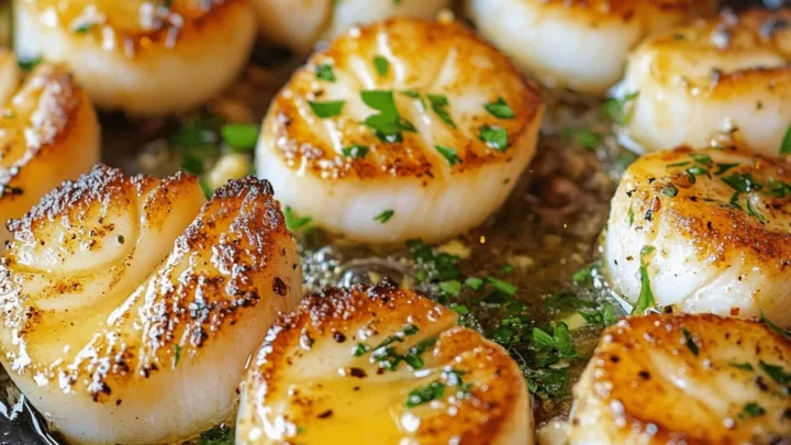 what temperature and cooking time for pan-seared sea scallops with garlic butter in induction ceramic cookware set